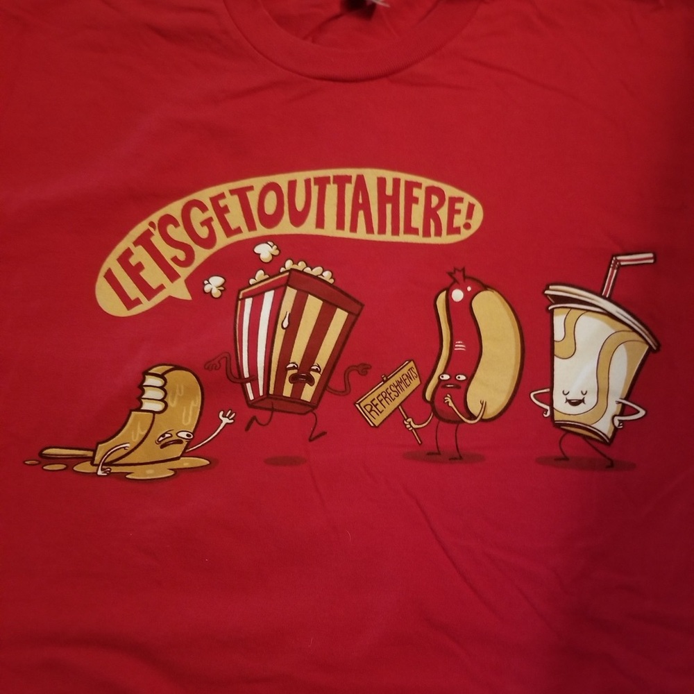 Movie theater snacks Tshirt men’s XL red short sleeve shirt - Picture 3 of 3